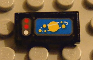 Tile 1 x 2 with 3 Buttons, Solar System Display Pattern (Sticker) - Set 8480