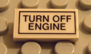 Tile 1 x 2 with 'TURN OFF ENGINE' Pattern (Sticker) - Set 5540