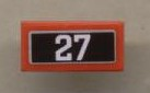 Tile 1 x 2 with '27' Pattern (Sticker) - Set 10020