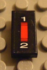 Tile 1 x 2 with Red Switch '1 2' Pattern (Sticker) - Set 8880