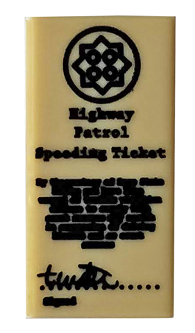 Tile 1 x 2 with Highway Patrol Speeding Ticket Pattern