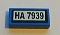 Tile 1 x 2 with Black 'HA 7939' on White Background Pattern (Sticker) - Set 7939