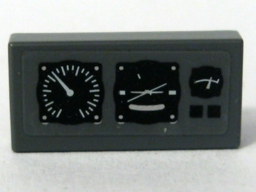 Tile 1 x 2 with Three Black and White Gauges Pattern (Sticker) - Set 7683