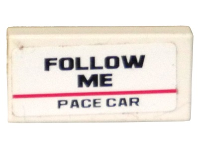 Tile 1 x 2 with 'FOLLOW ME PACE CAR' Pattern (Sticker) - Set 8121