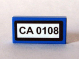 Tile 1 x 2 with 'CA 0108' Pattern (Sticker) - Set 10184