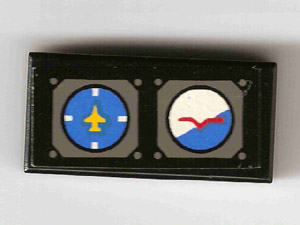 Tile 1 x 2 with Avionics Blue and White Pattern (Sticker) - Set 8480