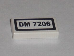 Tile 1 x 2 with 'DM 7206' Pattern (Sticker) - Set 7206