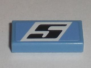 Tile 1 x 2 with Slanted Black Number 5 on White Background Pattern (Sticker) - Set 8193