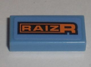 Tile 1 x 2 with Orange and Black 'RAIZR' Pattern (Sticker) - Set 8193