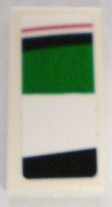 Tile 1 x 2 with Red, Black and Green Pattern Model Left Side (Sticker) - Set 8898