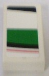 Tile 1 x 2 with Red, Black and Green Pattern Model Right Side (Sticker) - Set 8898