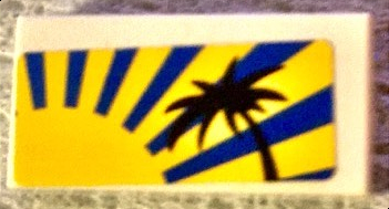 Tile 1 x 2 with Sunrise and Palm Tree Pattern (Sticker) - Set 8404