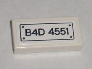 Tile 1 x 2 with 'B4D 4551' Pattern (Sticker) - Set 8211