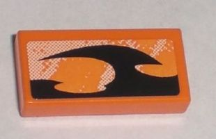 Tile 1 x 2 with Orange and Black Decorative Pattern Model Left Side (Sticker) - Set 8211
