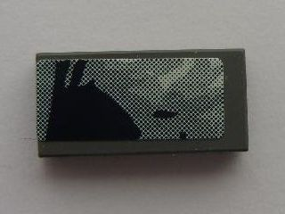 Tile 1 x 2 with Dark Blue and Gray Swirl Pattern #3 (Sticker) - Set 8161