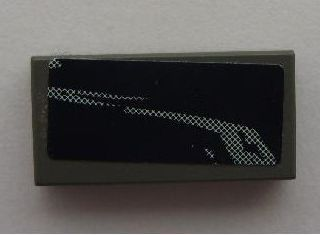 Tile 1 x 2 with Dark Blue and Gray Swirl Pattern #1 (Sticker) - Set 8161