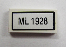 Tile 1 x 2 with 'ML 1928' Pattern (Sticker) - Set 10219