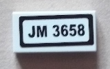 Tile 1 x 2 with 'JM 3658' Pattern (Sticker) - Set 3658