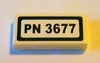Tile 1 x 2 with 'PN 3677' Pattern (Sticker) - Set 3677