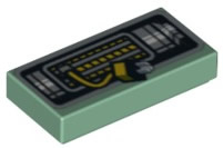 Tile 1 x 2 with Black, Silver and Yellow Cables Pattern