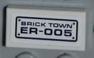 Tile 1 x 2 with 'BRICK TOWN' and 'ER-005' Pattern (Sticker) - Set 8186