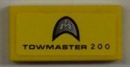 Tile 1 x 2 with 'TOWMASTER 200' and Silver Emblem Pattern (Sticker) - Set 8186