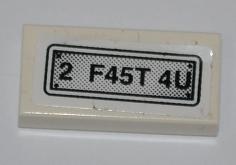 Tile 1 x 2 with '2 F45T 4U' Pattern (Sticker) - Set 8198