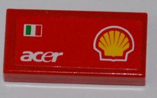 Tile 1 x 2 with Italian Flag, 'acer' and Shell Logo Pattern Model Right Side (Sticker) - Set 8123