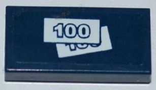 Tile 1 x 2 with 2 '100' Banknotes Pattern (Sticker) - Set 3661