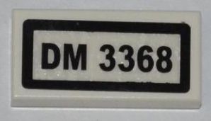 Tile 1 x 2 with 'DM 3368' Pattern (Sticker) - Set 3368