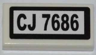 Tile 1 x 2 with 'CJ 7686' Pattern (Sticker) - Set 7686