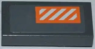 Tile 1 x 2 with Orange and White Danger Stripes Pattern (Sticker) - Sets 7666 / 8089 / 75014