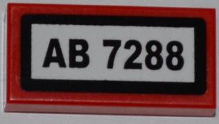 Tile 1 x 2 with 'AB 7288' Pattern (Sticker) - Set 7288