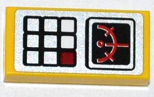 Tile 1 x 2 with Keypad and Gauge Pattern (Sticker) - Set 5884