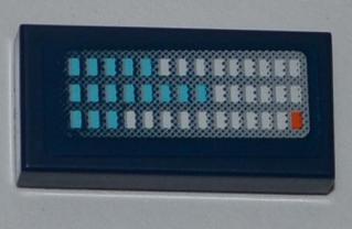 Tile 1 x 2 with Blue, White and Orange Buttons Pattern (Sticker) - Set 6868