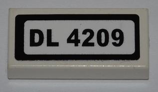 Tile 1 x 2 with 'DL 4209' Pattern (Sticker) - Set 4209