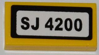 Tile 1 x 2 with 'SJ 4200' Pattern (Sticker) - Set 4200