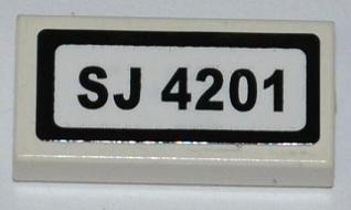 Tile 1 x 2 with 'SJ 4201' Pattern (Sticker) - Set 4201