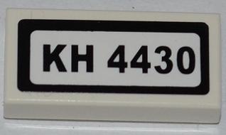 Tile 1 x 2 with 'KH 4430' Pattern (Sticker) - Set 4430