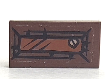 Tile 1 x 2 with Reddish Brown Rectangle and Screw Pattern (Sticker) - Set 79010