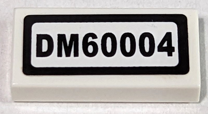Tile 1 x 2 with 'DM60004' Pattern (Sticker) - Set 60004