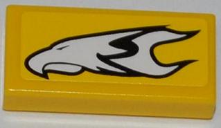 Tile 1 x 2 with White Eagle Head Pattern (Sticker) - Set 8148