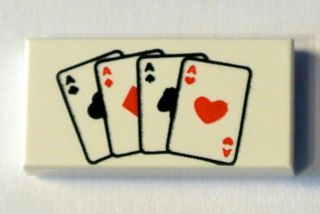 Tile 1 x 2 with Playing Cards Four Aces Pattern