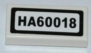 Tile 1 x 2 with 'HA60018' Pattern (Sticker) - Set 60018