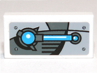 Tile 1 x 2 with Blue and Gray Mechanical Pattern (Sticker) - Set 70003