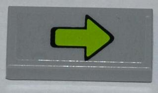 Tile 1 x 2 with Lime Arrow with Black Outline Pattern (Sticker) - Set 79103