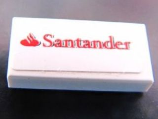 Tile 1 x 2 with Santander Logo Pattern (Sticker) - Set 30190