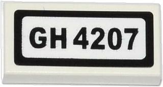 Tile 1 x 2 with 'GH 4207' Pattern (Sticker) - Set 4207