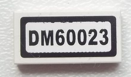 Tile 1 x 2 with 'DM60023' Pattern (Sticker) - Set 60023