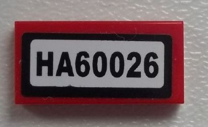 Tile 1 x 2 with 'HA60026' Pattern (Sticker) - Set 60026
